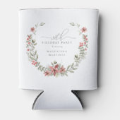 Boho Winter Greenery Redフローラ30歳 缶クーラー (正面)