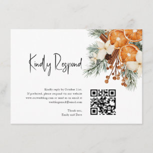 Boho Winter RSVPの結婚QRコード エンクロージャーカード