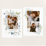 Boho Winter Water color Greenery Folids写真 シーズンカード<br><div class="desc">タイポグラフィと水彩の緑が特徴の陽気なクリスマスモダンの両面フラットカード。3枚の写真を用意。写真：プロストオレ/フリーピク。</div>