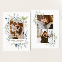 Boho Winter Water color Greenery Folids写真 シーズンカード