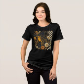 Boho Witch Cat Sunflower Halloween Dark T-Shirt トライブレンドＴシャツ (正面全面)