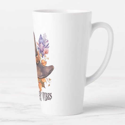 Boho Witchy Vibes Halloween  カフェラテマグ (右)