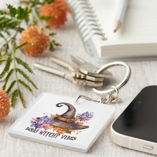 Boho Witchy Vibes Halloween キーホルダー (正面右)