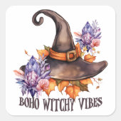 Boho Witchy Vibes Halloween  スクエアシール (正面)