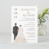 Boho with bride and groom wedding 招待状 (スタンド正面)