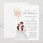 Boho with bride and groom wedding Invitation 招待状 (正面/裏面)