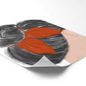 Boho Woman Hair Bun Wall Art Print Minimalist ポスター (角)