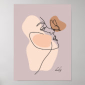 Boho Woman Line Art, Tones 自然 Poster ポスター (正面)