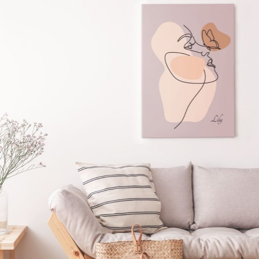 Boho Woman Line Art, Tones 自然 Poster ポスター