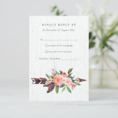 BOHO WOOD COUNTRY BLUSH ARROW FLORAL WEDDING RSVP (スタンド正面)