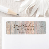 Boho Wood Slice Pampas Save the Date Address Label ラベル (インサイチュ)