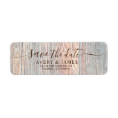 Boho Wood Slice Pampas Save the Date Address Label ラベル (正面)