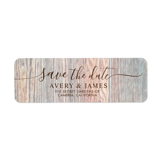 Boho Wood Slice Pampas Save the Date Address Label ラベル (正面)