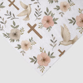 Boho Wooden Cross Dove Floral Pattern Christian 薄葉紙 (詳細)