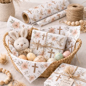 Boho Wooden Cross Dove Floral Pattern Christian 薄葉紙