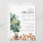Boho Woodlandかわいい動物の赤ちゃんシャワー 招待状 (正面)