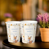 Boho Woodlandキツネ赤ちゃんシャワーカップほこりっぽいブルー 紙コップ