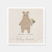 Boho Woodland赤ちゃんシャワー熊赤ちゃんシャワー スタンダードカクテルナプキン (正面)