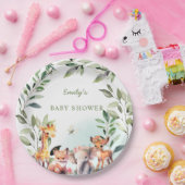 Boho Woodland赤ちゃんシャワー緑の森の動物 ペーパープレート (パーティー)