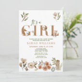 Boho Woodland Animals女の子ベビーシャワー 招待状 (スタンド正面)