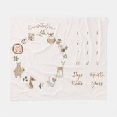 Boho Woodland Animals月次ベビーマイルストーン フリースブランケット (正面(横))