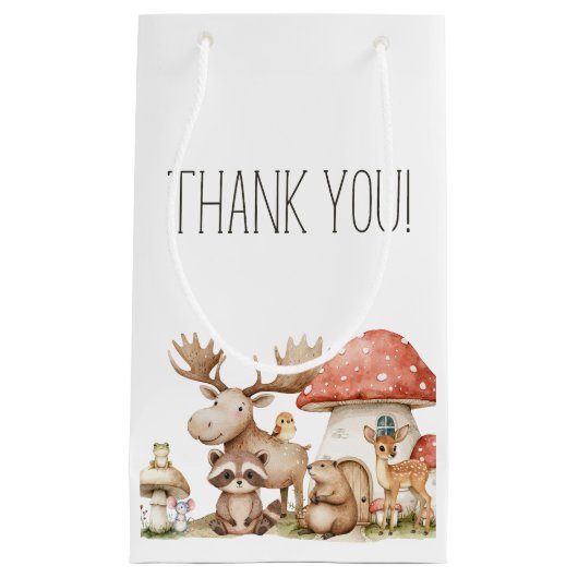 Boho Woodland Animals赤ちゃんシャワーのお願い スモールペーパーバッグ (正面)