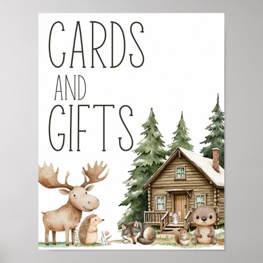 Boho Woodland Animals赤ちゃんシャワーカードギフトサイン ポスター (正面)