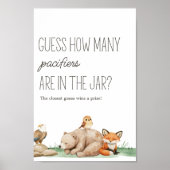 Boho Woodland Animals赤ちゃんシャワー推測ゲームサイン ポスター (正面)