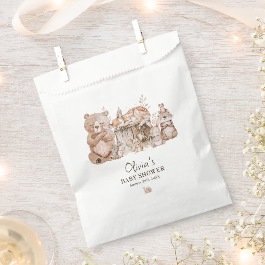 Boho Woodland Animals赤ちゃん男女兼用シャワー フェイバーバッグ (クリップ留めされた状態)