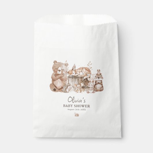 Boho Woodland Animals赤ちゃん男女兼用シャワー フェイバーバッグ (正面)