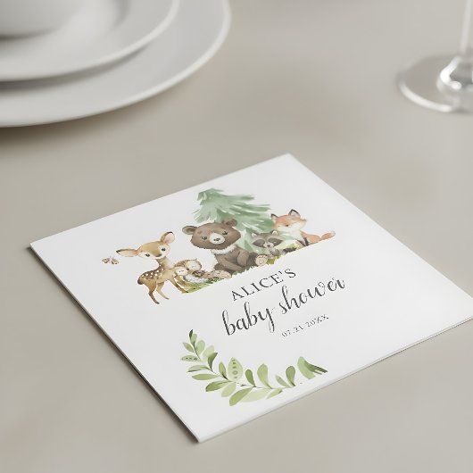 Boho Woodland Animals赤ちゃん素朴シャワーナプキン スタンダードカクテルナプキン