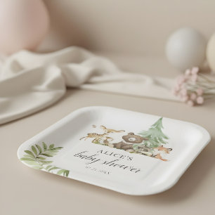 Boho Woodland Animals赤ちゃん素朴シャワー ペーパープレート