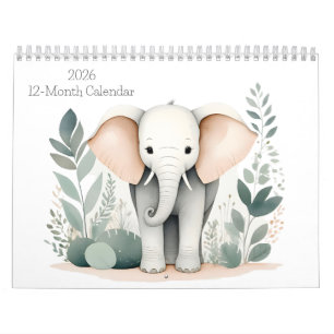 Boho Woodland Animals 2026カレンダー12か月 カレンダー