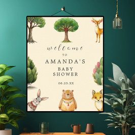 Boho Woodland Animals Baby Showerへようこそ ポスター