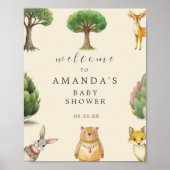 Boho Woodland Animals Baby Showerへようこそ ポスター (正面)