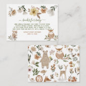 Boho Woodland Animals Baby Shower Bookリクエスト エンクロージャーカード (正面/裏面)