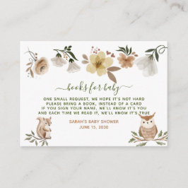 Boho Woodland Animals Baby Shower Bookリクエスト エンクロージャーカード