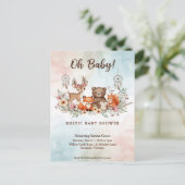 Boho Woodland Animals Baby Shower Invitation ポストカード (スタンド正面)