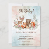 Boho Woodland Animals Baby Shower Invitation 招待状 (正面)