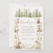 Boho Woodland Animals Baby Shower Thank You Card  サンキューカード (正面)