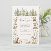Boho Woodland Animals Baby Shower Thank You Card  サンキューカード (スタンド正面)