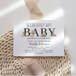 Boho Woodland Animals Bearly Wait赤ちゃんシャワー 招待状