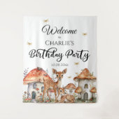 Boho Woodland Animals Birthday Partyへようこそ タペストリー (正面)