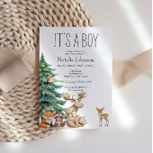 Boho Woodland Animals Boy Baby Shower 招待状