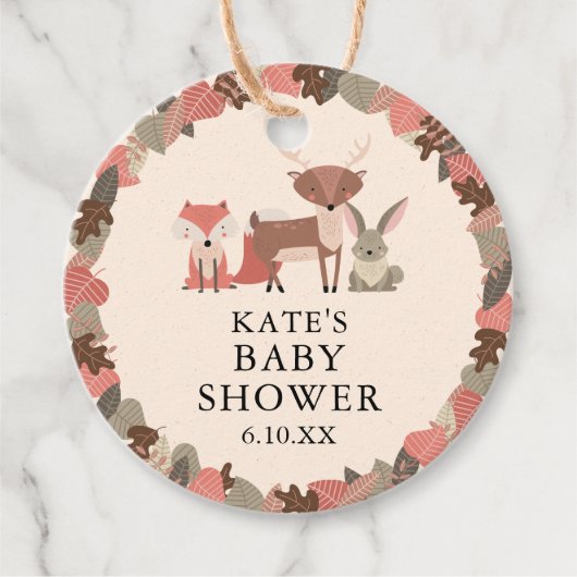 Boho Woodland Animals Forest Baby Shower フェイバータグ (正面)