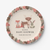 Boho Woodland Animals Forest Baby Shower ペーパープレート (正面)