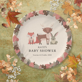 Boho Woodland Animals Forest Baby Shower ペーパープレート