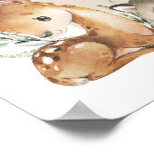 Boho Woodland Animals Greenery Baby Shower Welcome ポスター (角)