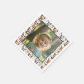 Boho Woodland Animals Kids Birthday Photo スタンダードカクテルナプキン (角)