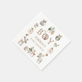 Boho Woodland Animals Oh Boy Baby Shower スタンダードカクテルナプキン (角)